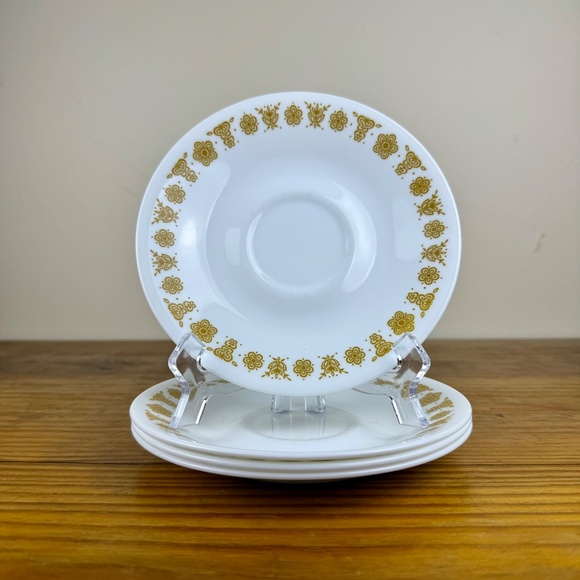 Set of 4 Corelle Livingware "Butterfly Gold" Saucers – Vintage Corning USA - Picture 14 of 14